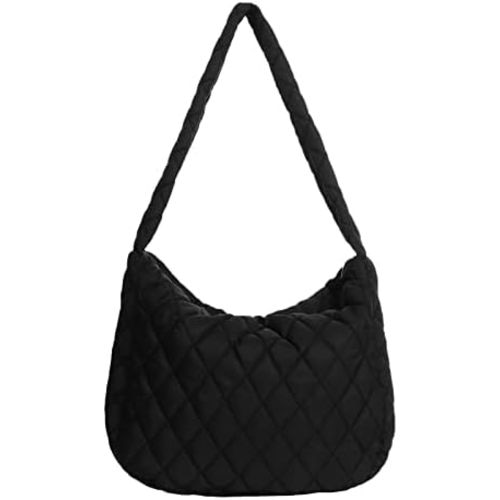 Ovida Women Large Puffy Tote Bag Quilted Down Cotton Padding Shoulder Bag Winter Warm Lightweight Handbag with Zip