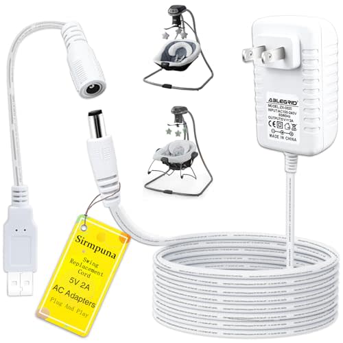 Power Cord Replacement for Graco Swing - 5V 2A Adapter for Graco DuetSoothe, Simple Sway, Glider LX, DuoGlider, Sweetpeace, 6ft Charger with Over-Voltage Protection