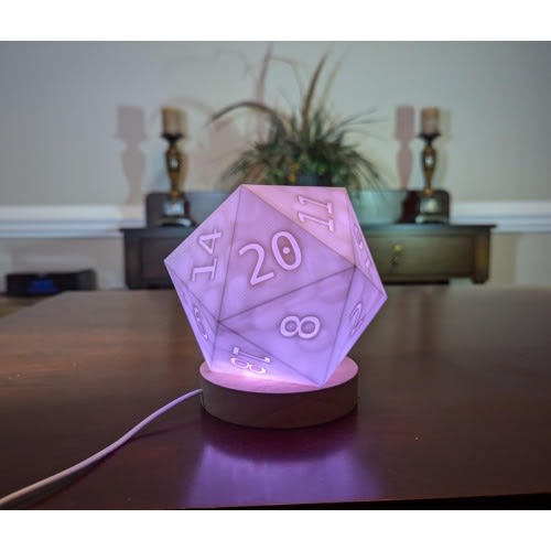 D20 dice accent lamp | Multiple color options | Dice Lamp | Dungeons and Dragons Lamp