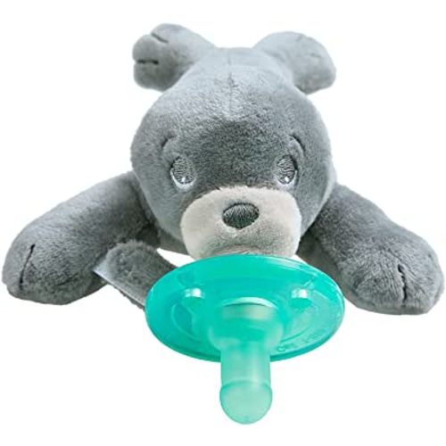 Philips AVENT Soothie Snuggle Pacifier Holder with Detachable Pacifier, 0m+, Seal, SCF347/04- 1 Count (Pack of 1)
