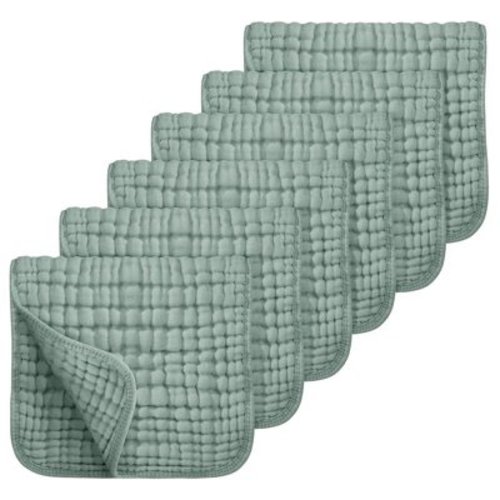 LMBKK Muslin Burp Cloths 100% Cotton Large 20''x10'' Extra Soft and Absorbent 6 Pack Baby Burping Cloth for Boys Girls (Dark Green)