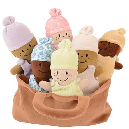 Creative Minds Plush Basket of Babies - 6 Pc Set for All Ages