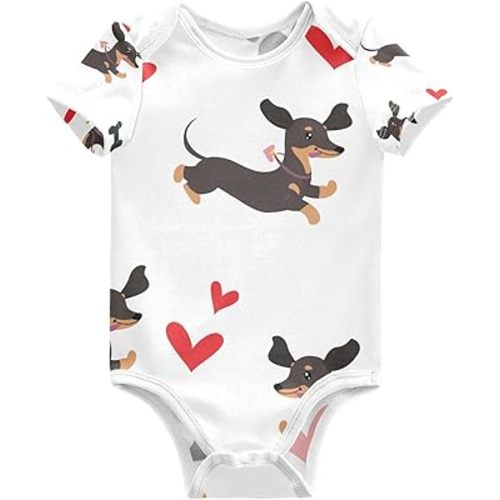 vvfelixl Dachshund Dog Baby Clothes for Boy Girl,Baby One-Piece Bodysuit for 0-24 Months,Short Sleeve