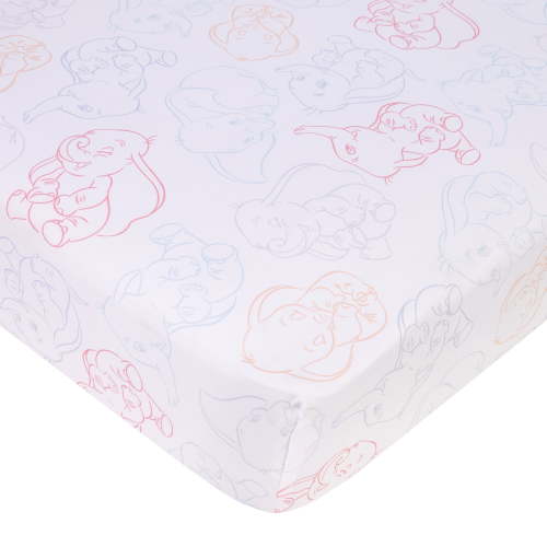 Disney Dumbo Blue, Gray, Pink, and White Fitted Crib Sheet