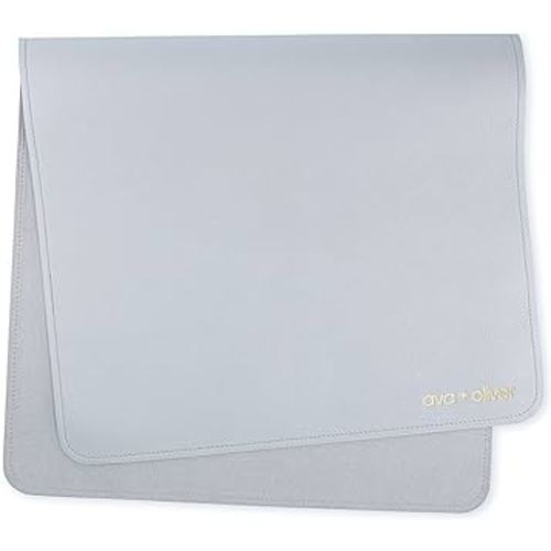 Vegan Leather Baby Changing Mat - Multipurpose Portable Wipeable Diaper Pad - Foldable for Travel (16 x 30 in) (Blue)