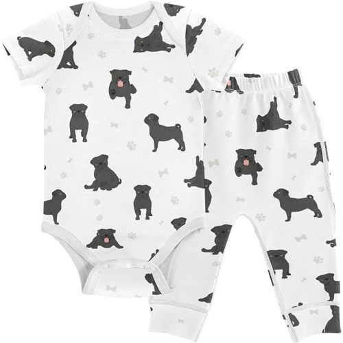 vvfelixl Baby Pants Sets Cute Dogs Puppy Short Sleeve Baby Clothes For Boys Girls 0-24 Months - Multi18 - 0-3 Months