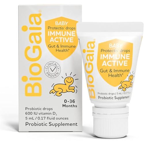 BioGaia Immune Active Baby Probiotic Drops + Vitamin D | for Digestive & Immune Health | for Babies & Toddlers 0-36 Months | Pediatrician Trusted | Allergen, Dairy, Soy & Gluten Free