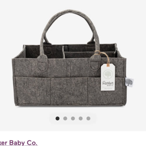 Parker Baby Diaper Caddy - Nursery Storage Bin and Car Organizer for Diapers and Baby Wipes - Charcoal, Large