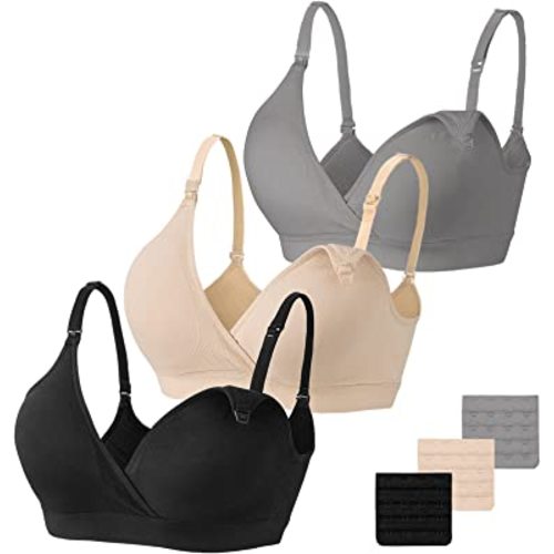 Vinfact 3 Pack Nursing Bras for Breastfeeding Seamless V Neck Maternity Bra Women Pregnancy Breastfeeding Bra