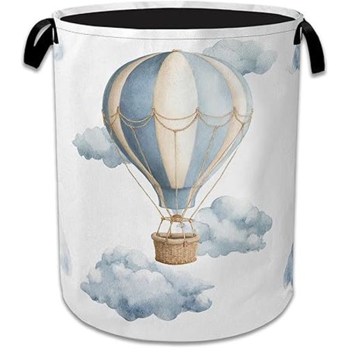 Hot Air Balloon Laundry Basket Collapsible Laundry Hamper Oxford Storage Bin for Clothes Storage, Toy Organizer, Books and Sundries 16" X 20.8"