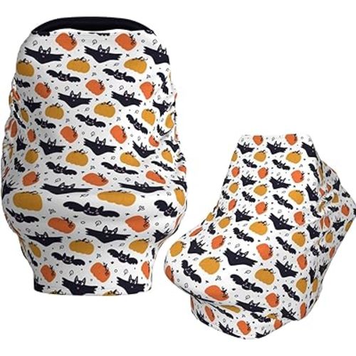 Happy Halloween Bats Baby Car Seat Covers Carseat Canopy Soft Infant Stroller Cover Nursing Breastfeeding Covers for Girls Boys Newborn