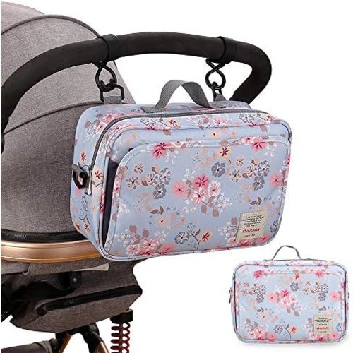 MOMIGO Baby Diaper Caddy for Outdoor - Tote Baby Stroller Bag Nursery Storage Bin for Diapers, Wipes & Toys (Pink)