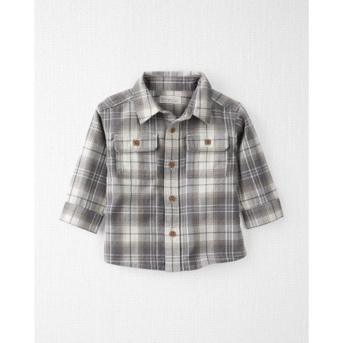 Baby Organic Cotton Herringbone Button-Front Shirt in Plaid - Little Planet | Carter's