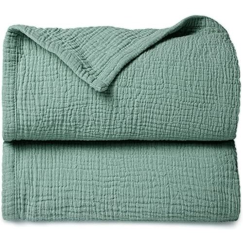 Lulu moon Muslin Quilt Blanket, Crib Blanket for Baby and Toddler,47x47 Inches(Lotus Leaf)