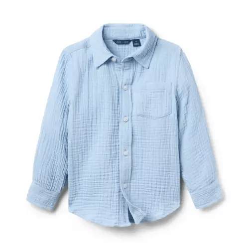 Boy Milky Lavender The Cotton Gauze Shirt by Janie and Jack