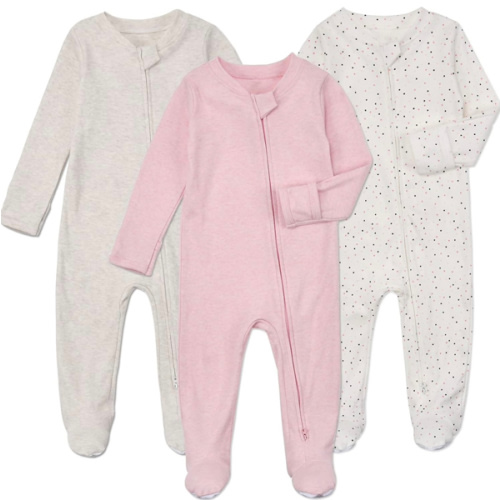 Aablexema Baby Footie Pajamas with Mittens - 3Pcs Infant Footed Sleeper Cotton Sleepwear Outfits