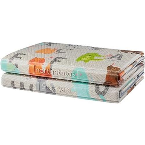 Toddleroo by North States 71" x 71" Foldable ABC Padded Play Mat. Extra Large Foam Baby Play Mats for Floor, Waterproof Tummy Time Mat for Indoor & Outdoor Use