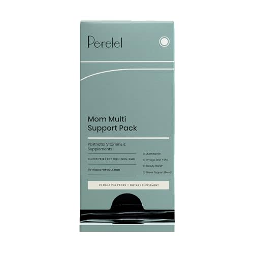 Perelel Mom Multi Support Pack - Postnatal Vitamins for Women to Support Post Partum, Breastfeeding + Early Motherhood* - Gluten, Soy and Dairy-Free Non-GMO (30 Daily Pill Packs)
