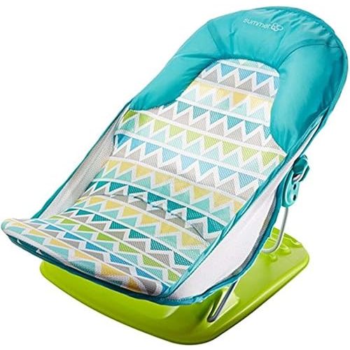 Summer Deluxe Baby Bather (Triangle Stripes) – Bath Support for Use in the Sink or Bathtub – Includes 3 Reclining Positions