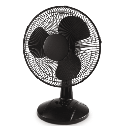 Mainstays 12-Inch Black Table Fan with 3-Speed Settings and Oscillation