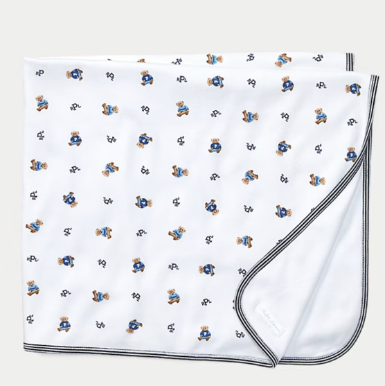 Ralph Lauren Boys' Layette Reversible Printed Receiving Blanket - Baby