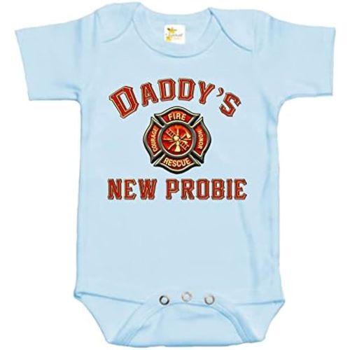 Baby Bodysuit - Daddy's New Probie Firefighter Baby Clothes for Infants