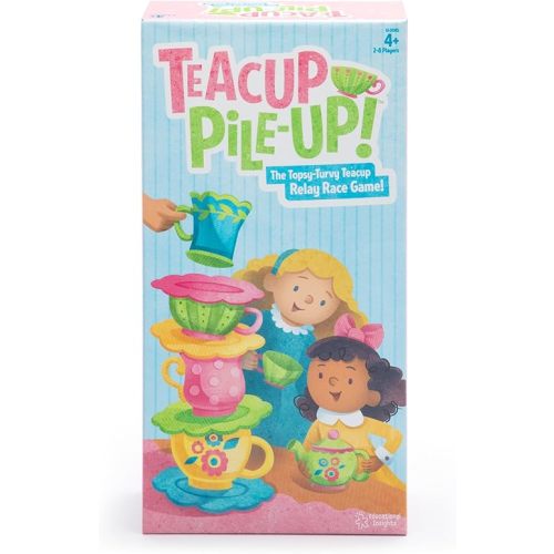 Educational Insights Teacup Pile-Up! Relay Game, Preschool Board Game, Easter Basket Stuffers for Kids, Gift for Kids Ages 4+