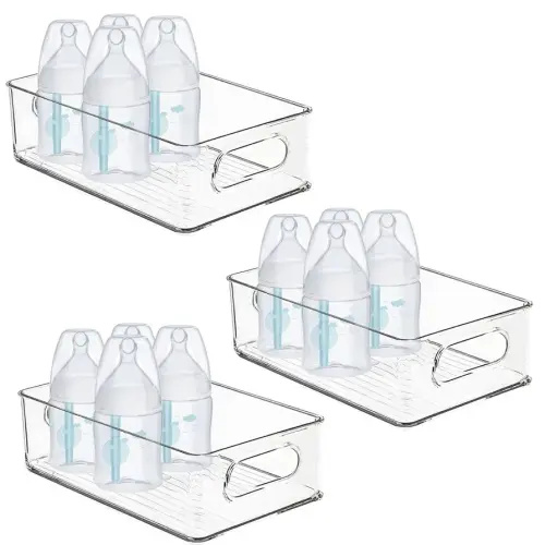 Baby Bottle Organizer, Plastic Storage Center for Baby Bottles and Food Jars, Portable Nursery Storage Plastic Baby Organizer,Convenient Storage Center for Kitchen Cabinet, Refrigerator&Countertop-3PC