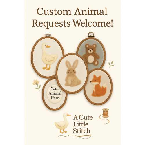 Custom Felt Animal Hoop – Personalized Embroidery Wall Art – Choose Your Animal – Handmade Nursery Décor & Heirloom Gift