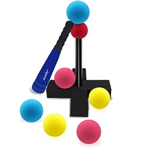 Aoneky Mini Foam Tball Set for Toddlers - Carry Bag Included - Best Baseball T Ball Toys for Kids Age 1 Years Old