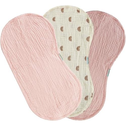 Organic Cotton Muslin Baby Burp Cloths,Ultra Soft and Absorbent Baby washcloth 20x10 Inches, 3 Pack for Newborn Babies,Gentle Style