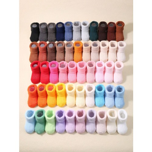 10 Pairs Of Baby Random Color Autumn And Winter Warm Socks | SHEIN