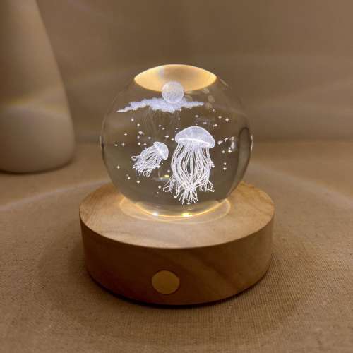 Custom Jellyfish Night Lamp, Moon Night Light, Cute Room Decor, Glass Globe Light, Sphere Desk Lamp, Astronomy Christmas Decor, Holiday Gift