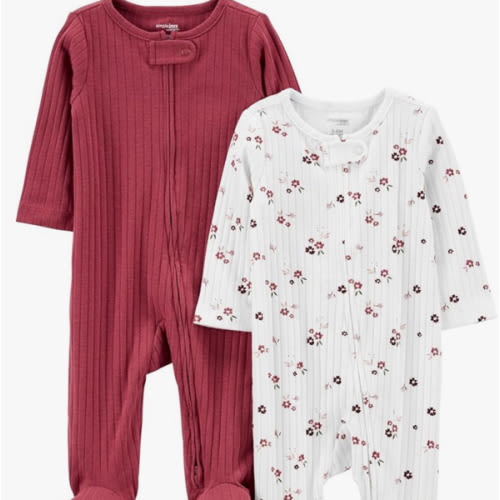 Simple Joys by Carter's unisex baby 2-pack 2-way Zip Textured Sleep and Play