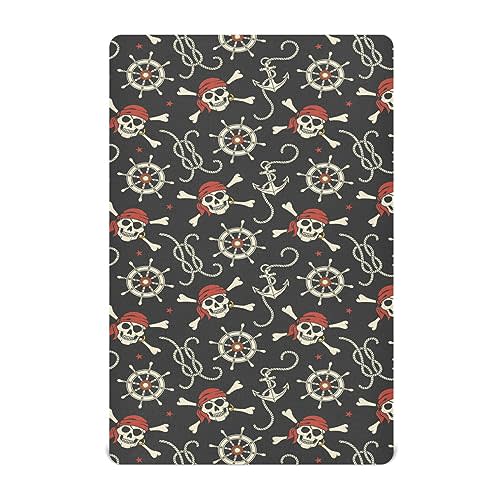 Baby Crib Sheet Pirate Skull Anchor Crib Mattress for Boys and Girls Playard Sheet Soft Breathable Fitted Baby Mattress Cover 52x28in