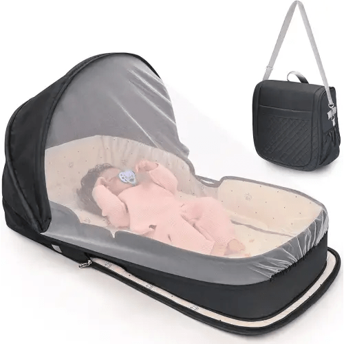 YVMVDV Portable Travel Bassinet for 0-8M Baby, Portable Travel Baby Bed, Cosleeping Baby Bed with Mosquito Net, Lightweight and Foldable