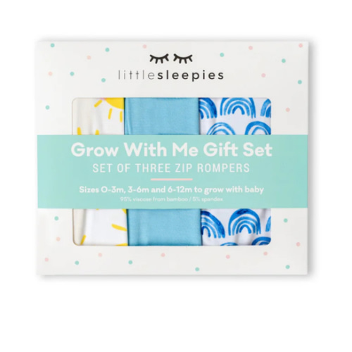 Blue Rainbows, Sky Blue & Sunshine Zippy Grow With Me Gift Box - Little Sleepies