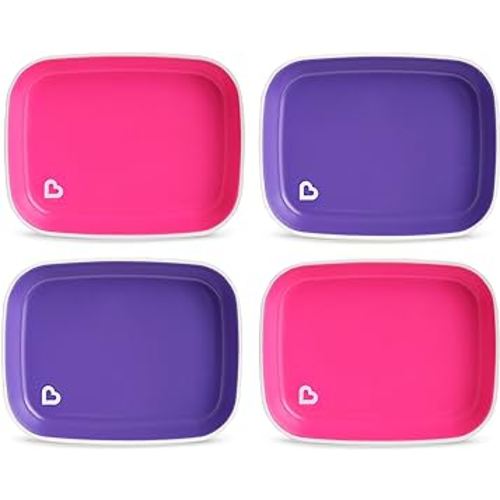Munchkin® Splash™ 4 Piece Toddler Plates, Pink/Purple