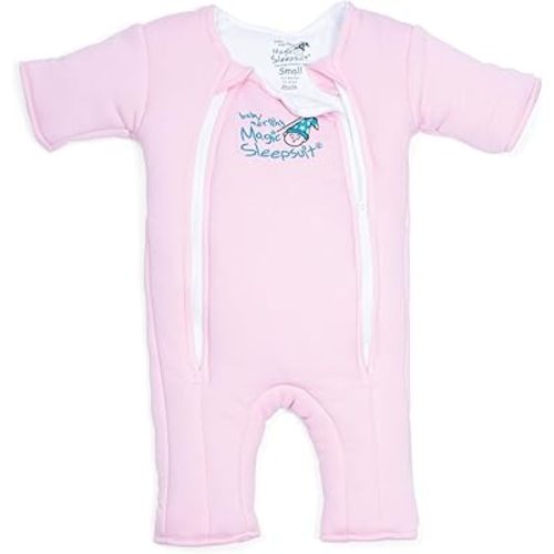 Magic Sleepsuit Baby Merlin's Cotton Baby Swaddle Transition Product - Soft and Cozy Design, Double Zipper for Easy Diaper Changes, Promotes Safe Sleep, 3-6 Months - Pink - Small (12-18lbs)