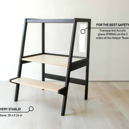 PIDkids Convertible Double Helper Tower Black Without Chair | MontiPlanet.com Montessori Toys, Materials & Furniture