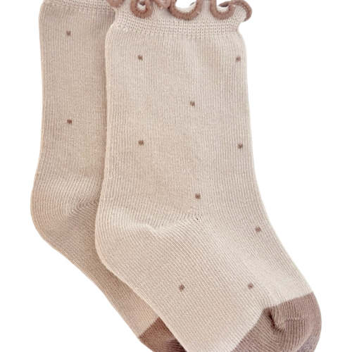Lettuce Edge Socks, Dainty Dot Beige