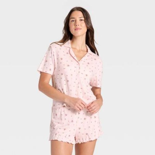 Women's Pointelle Notch Collar Shirt and Shorts Pajama Set - Wild Fable™