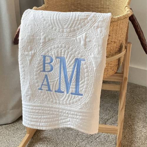Monogrammed Baby Quilt, Personalized baby quilt, Embroidered Monogrammed Blanket for Baby Girl or Boy ~ Heirloom Personalized baby quilt