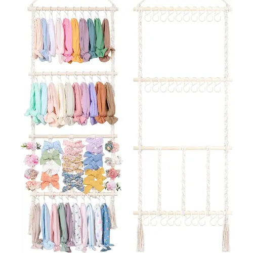 POVETIRE Headband Holder Hair Bows Organizer for Girls, Baby Hair Accessories Organizer Storage Wall Hanging Decor for Toddler Girls Room