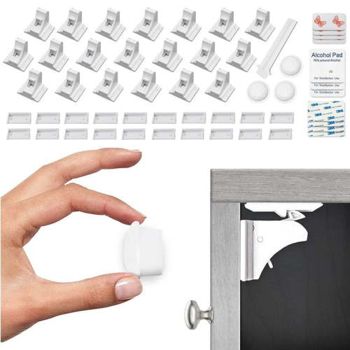 20 Pack Magnetic Cabinet Locks Baby Proofing Children Proof Cupboard Drawers Latches - Easy Installation