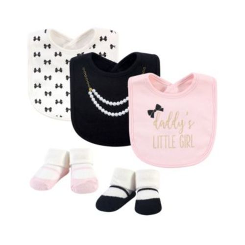 Baby Girl Cotton Bib and Sock Set 5pk