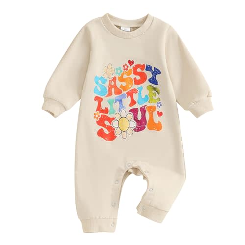 BOIBOKOKO Newborn Baby Girl Boy Clothes Sassy Little Soul Long Sleeve Romper Jumpsuit Cute Fall Winter Outfit