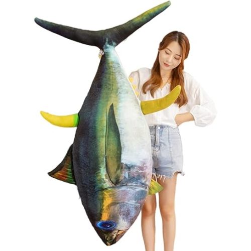 20" Realistic Tuna Fish Plush Toy, Super Soft Stuffed Doll, Marine Animal Plush, Fish Shaped Pillow Gift