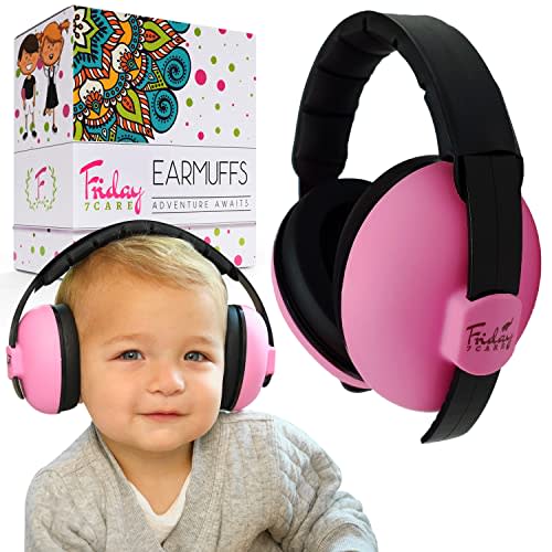Friday 7Care Baby Ear Protection; Noise Cancelling Sound Proof Infant Headphones; Baby Travel Essential Baby Ear Muffs, Infant Noise Protection - Pink