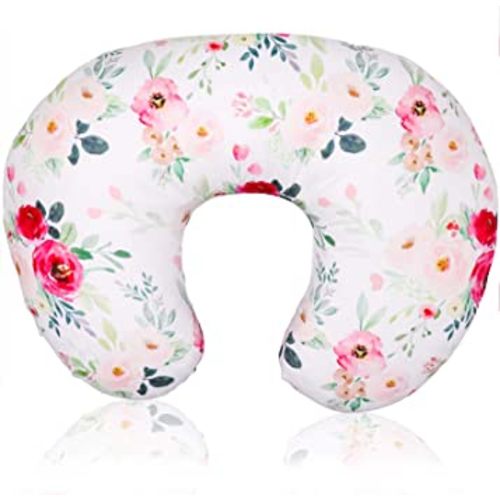 Floral Nursing Pillow Cover, Breastfeeding Pillow Slipcover for Baby Boys & Girls, Nursing Pillow Case for Newborn, Soft Fabric Fits Snug On Infant, Washable & Breathable, Watercolor Flower